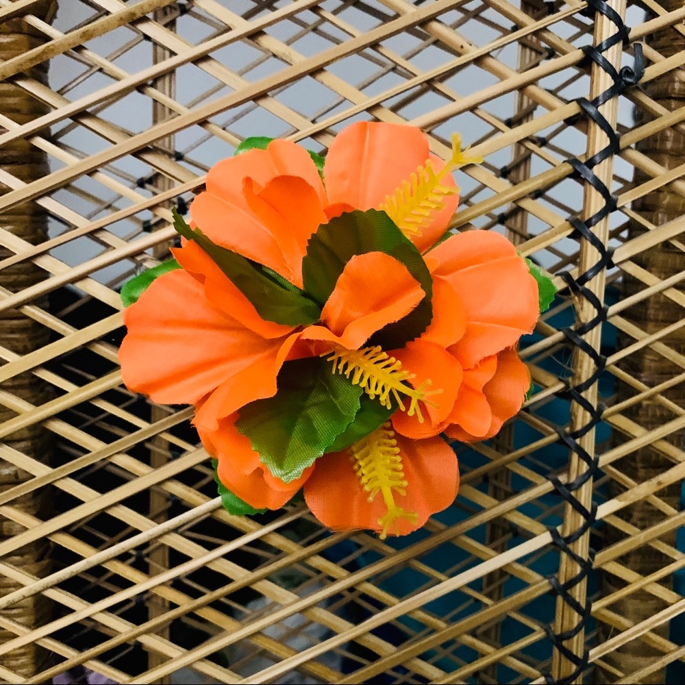 Bright Orange Flower Hair Clip